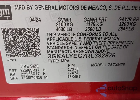 2024 GMC Terrain Awd At4 from USA, damaged, VIN 3GKALYEG7RL332876